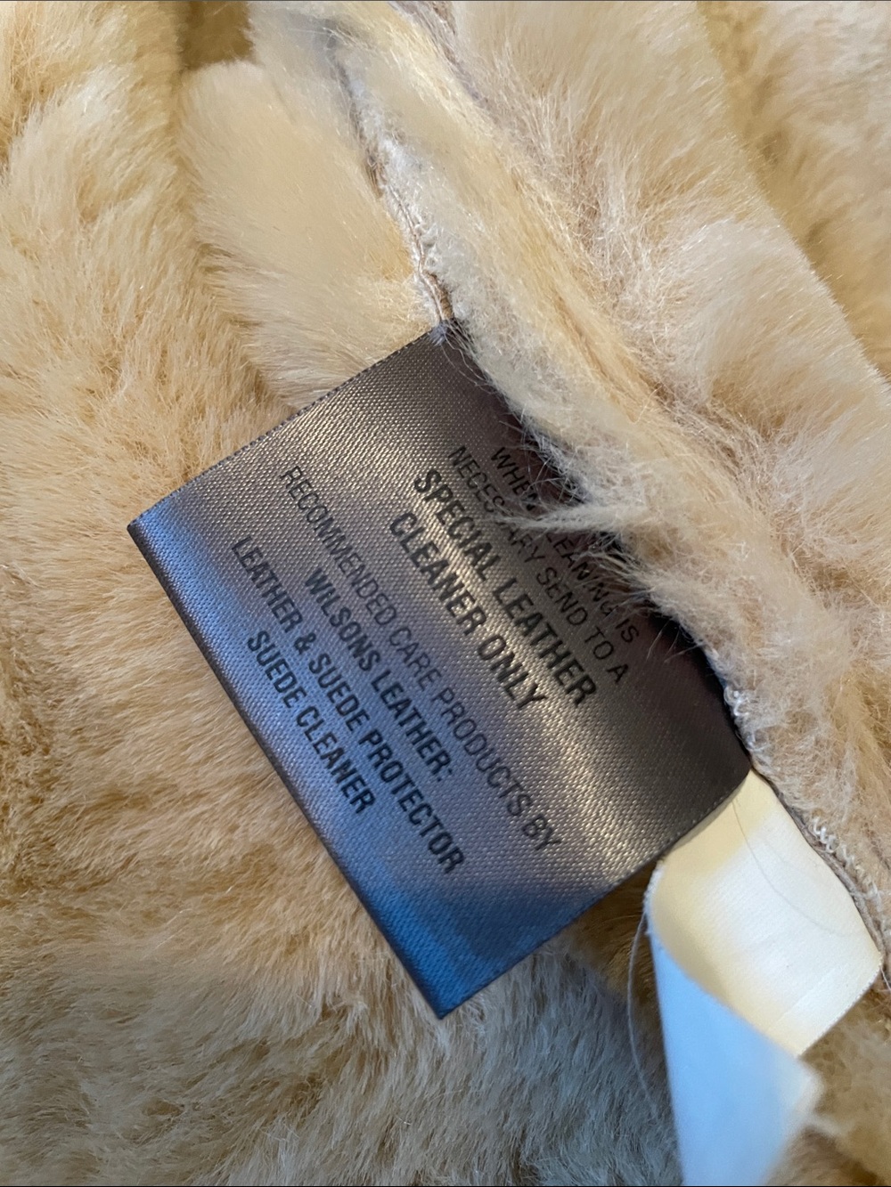 Wilsons Leather Tan Suede Teddy Coat with Cream Faux Fur Trim - Picture 5 of 11